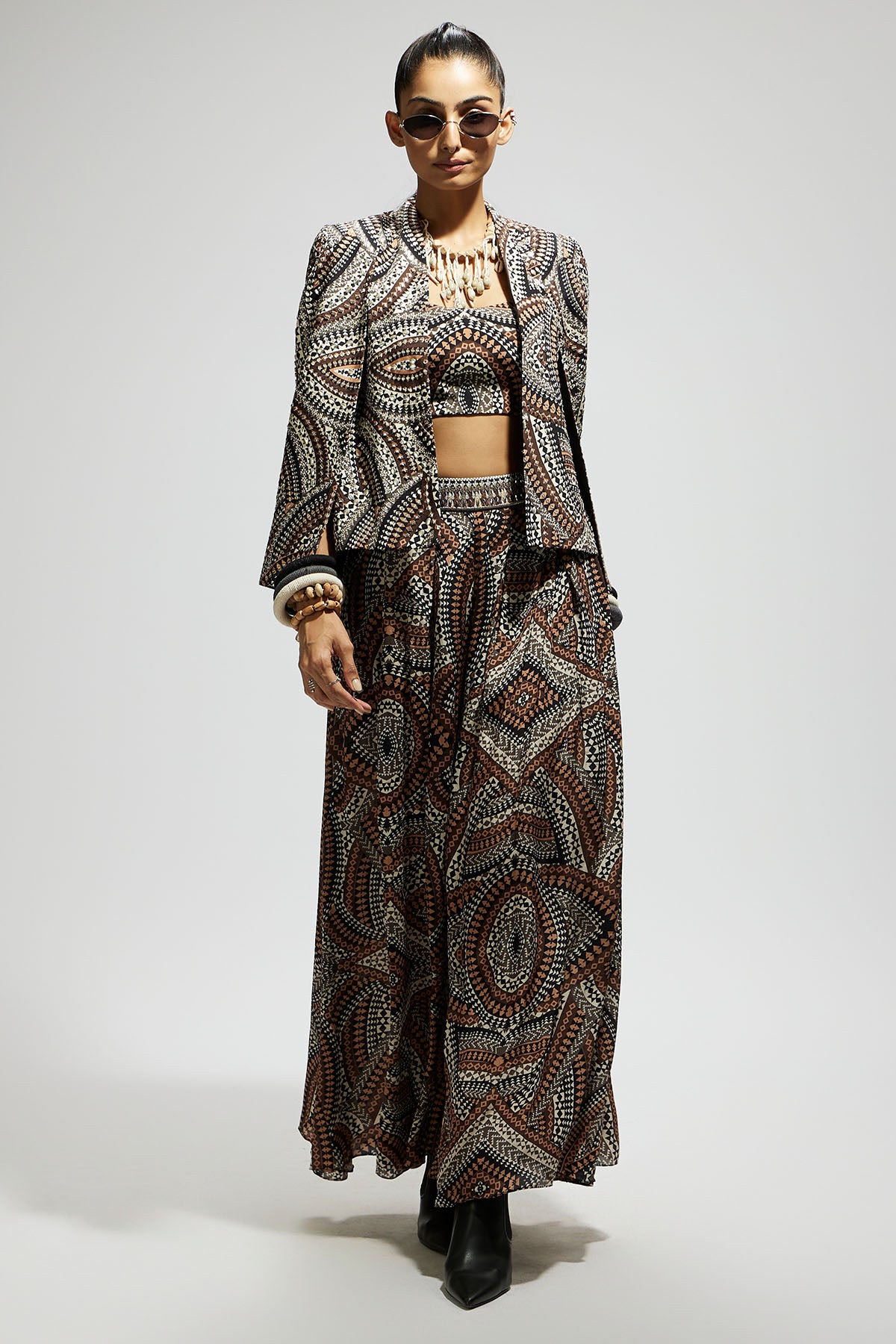 Zentangle Print Cape Jacket Set