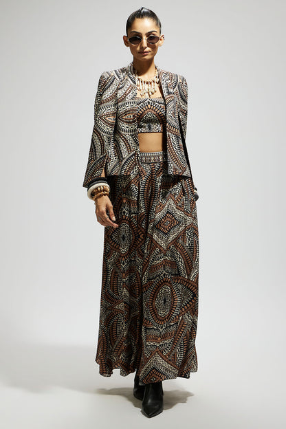 Zentangle Print Cape Jacket Set