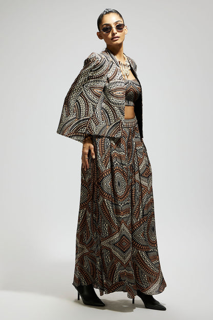 Zentangle Print Cape Jacket Set