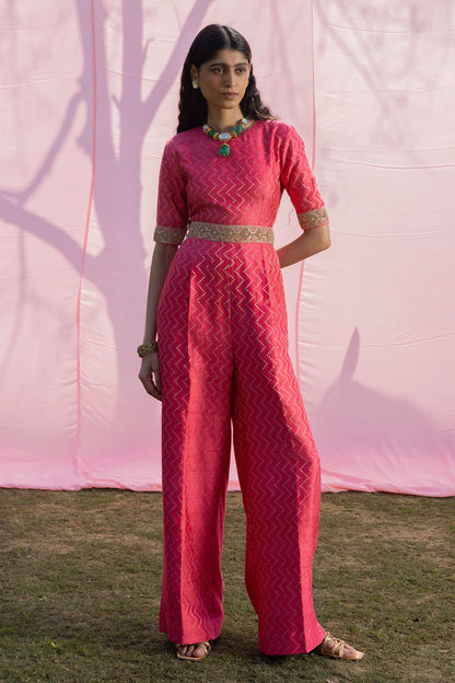 Kasundi Banarasi Silk Jump Suit