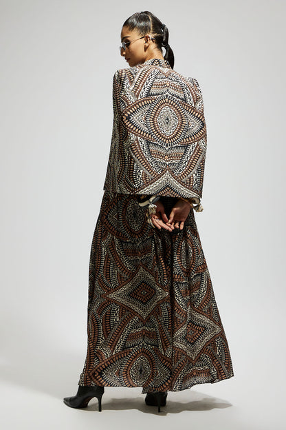 Zentangle Print Cape Jacket Set