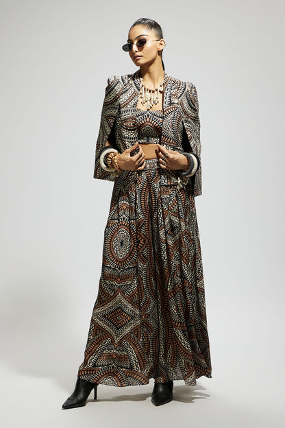 Zentangle Print Cape Jacket Set