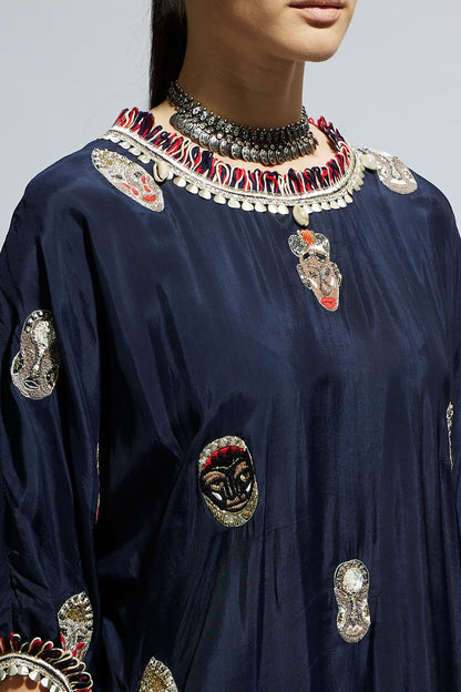 Blue Mask Embroidered Kurta Set