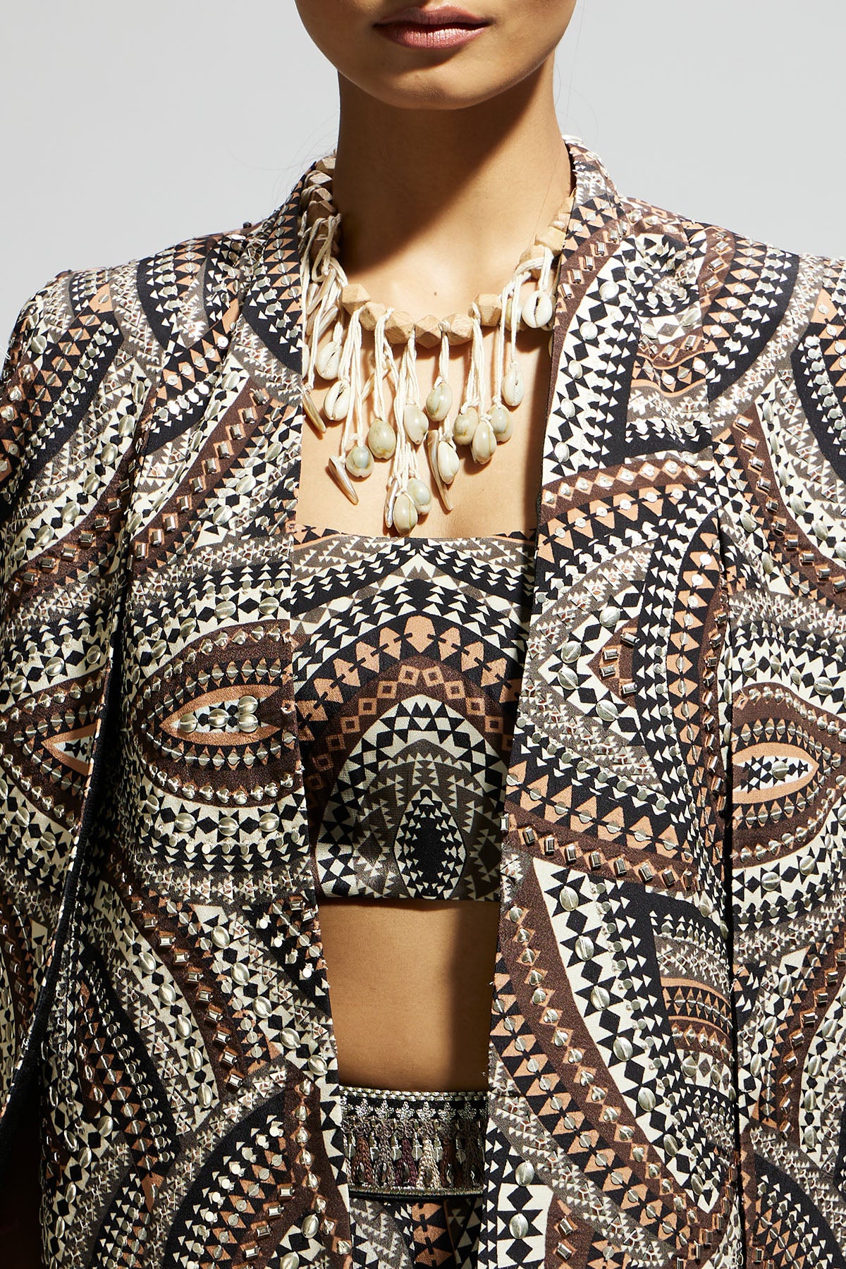 Zentangle Print Cape Jacket Set