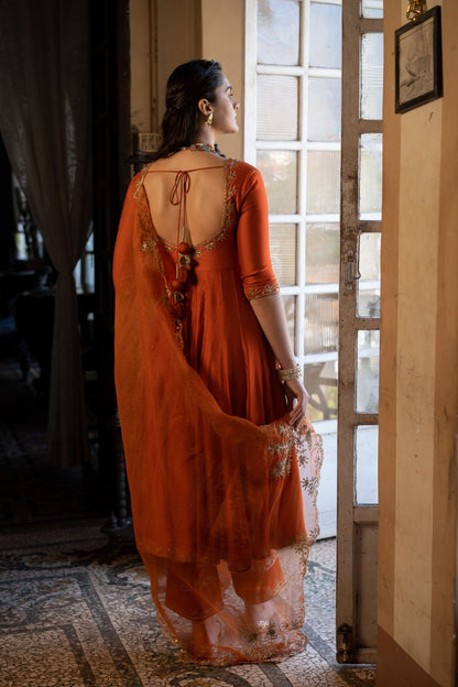 Burnt Orange Anarkali Set