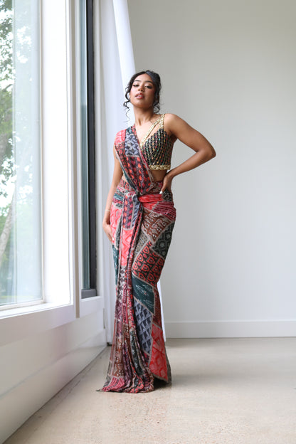 Printed Ready Saree