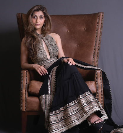 Kubbra Sait and Akanksha Malhotra in Golconda Anupa Saree Set