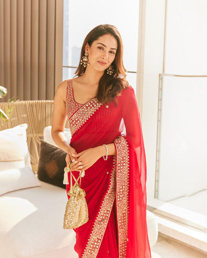 Classic Surkh Laal Saree Set