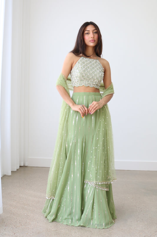 Jasmine Lehenga- Sage