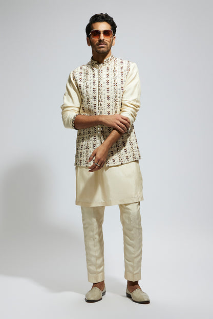 Ivory Geo Embroidered Sherwani with Pants