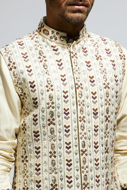 Ivory Geo Embellished Bundi