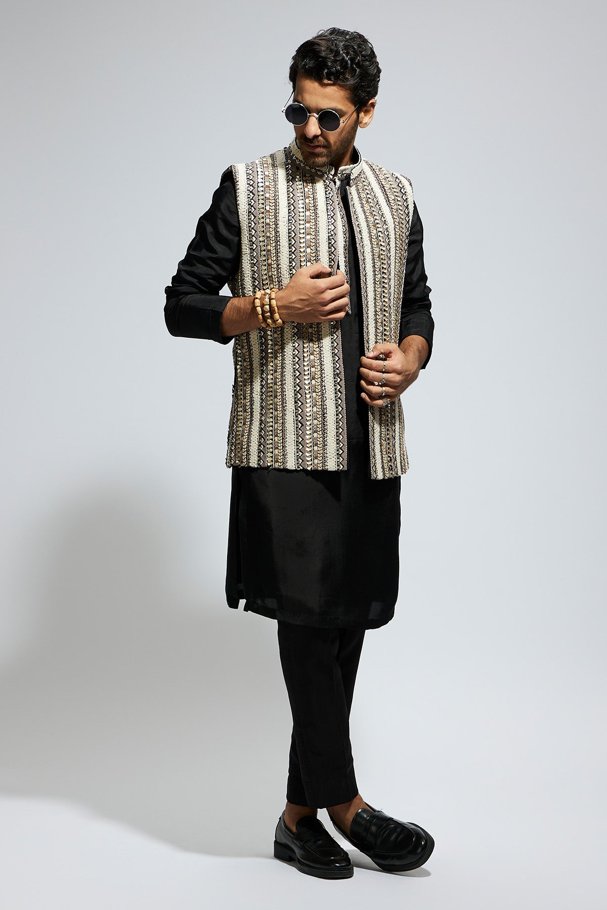 Ivory Threadwork Embellished Bundi