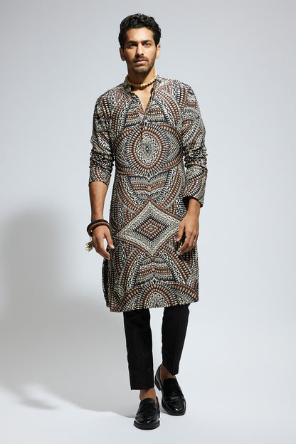 Zentangle Heavily Highlighted Long Kurta with Pants