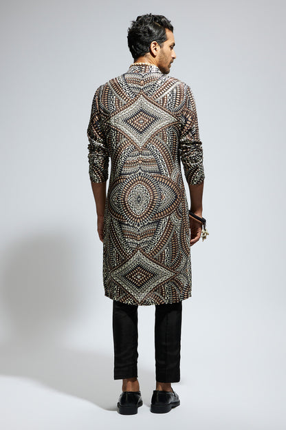 Zentangle Heavily Highlighted Long Kurta with Pants