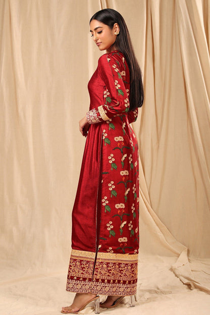 Red Spring Blossom Kurta