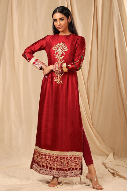 Red Spring Blossom Kurta