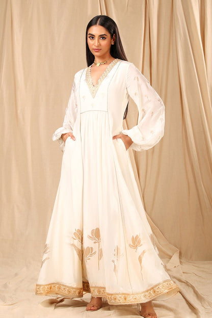 Ivory Wine Garden Kurta Dress