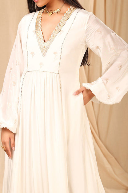 Ivory Wine Garden Kurta Dress