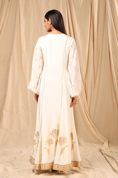 Ivory Wine Garden Kurta Dress