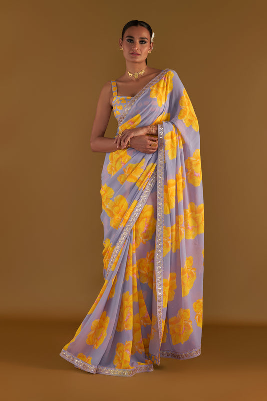 Lilac Sunshine Mimosas Saree