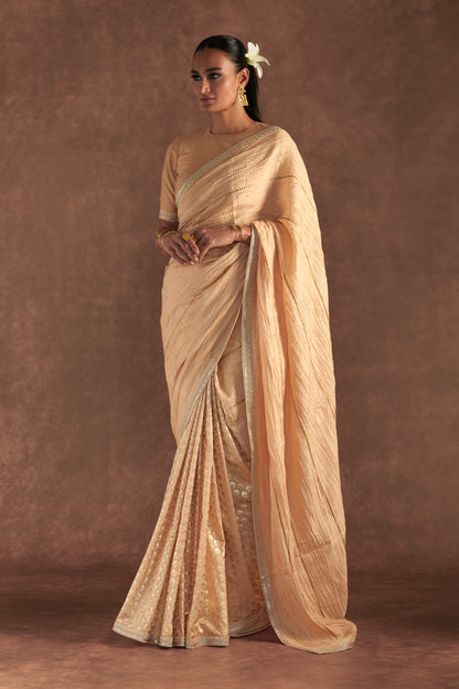 Beige Crushed Honeycomb Saree