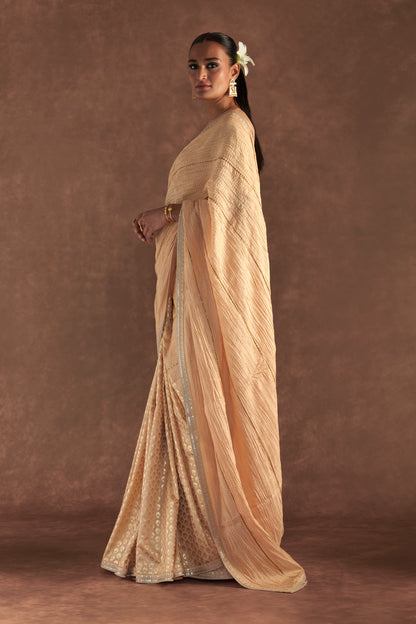 Beige Crushed Honeycomb Saree