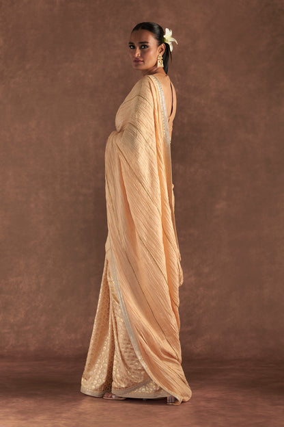 Beige Crushed Honeycomb Saree