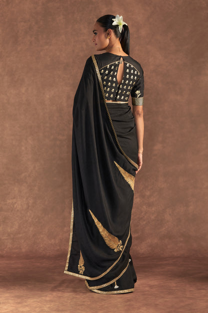 Black 'Paan-Patti' Saree