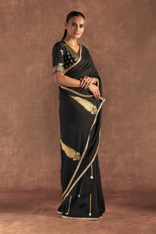 Black 'Paan-Patti' Saree