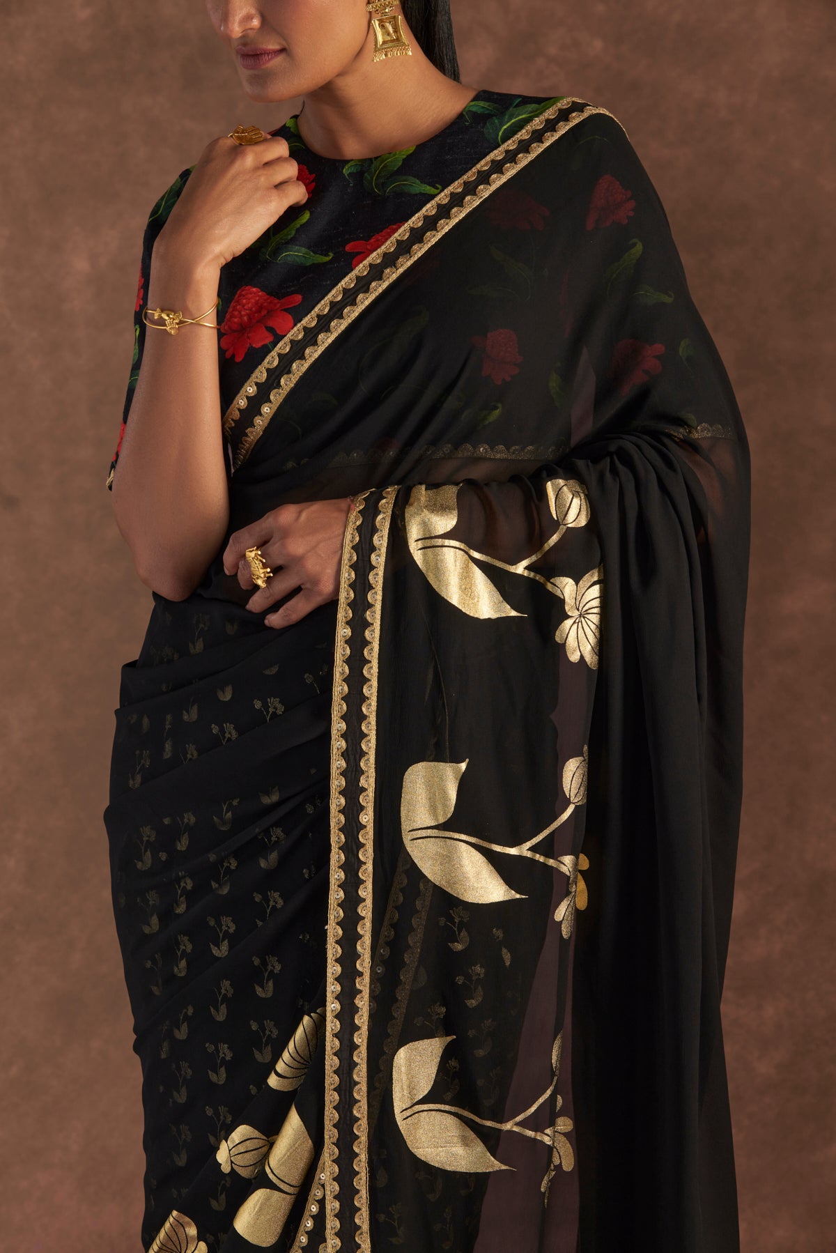 Black Springbud  Saree