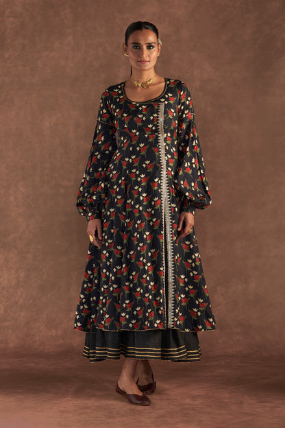 Black Irisbud Kurta Dress