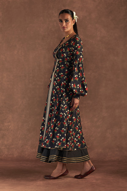 Black Irisbud Kurta Dress