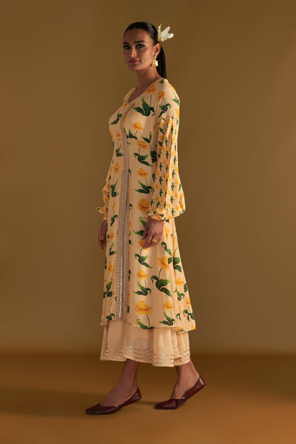 Vanilla Poppy Petal Kurta Dress