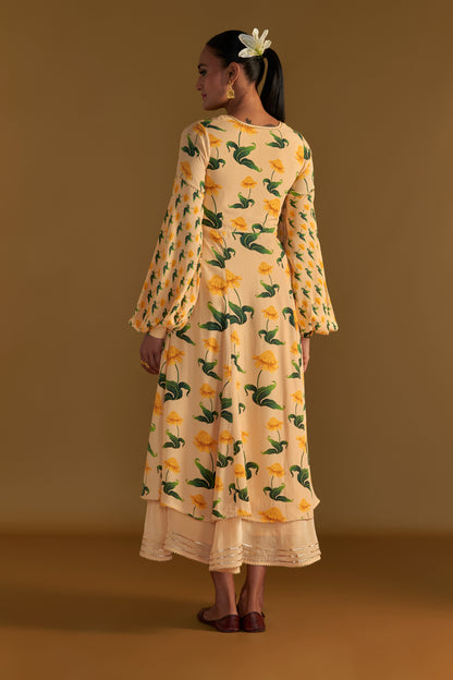 Vanilla Poppy Petal Kurta Dress