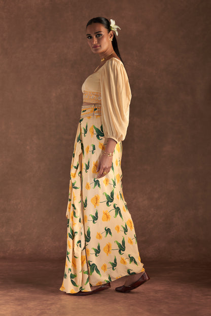 Vanilla Poppy  Petal Drape Skirt Set