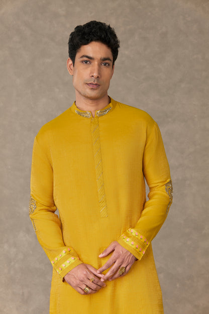 Corn Yellow Shajara Kurta