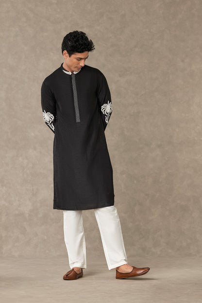 Black Shajara Kurta Set