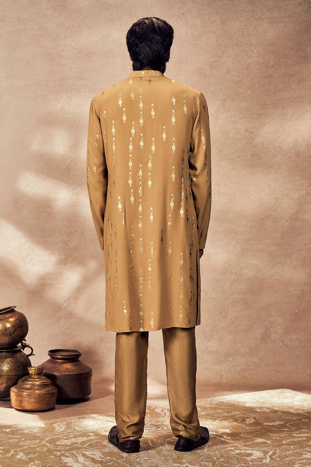 Beige Tribal Pillar Kurta