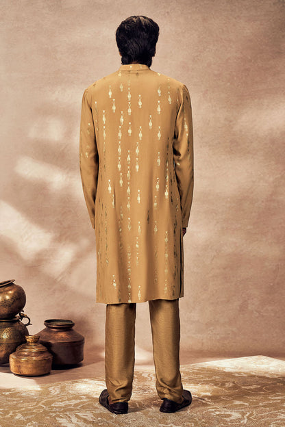 Beige Tribal Pillar Kurta Set