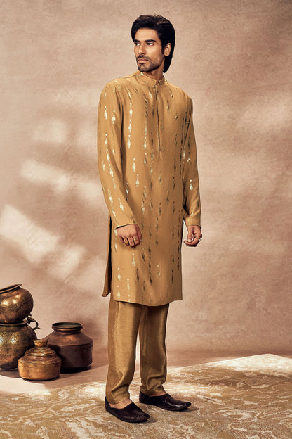 Beige Tribal Pillar Kurta Set