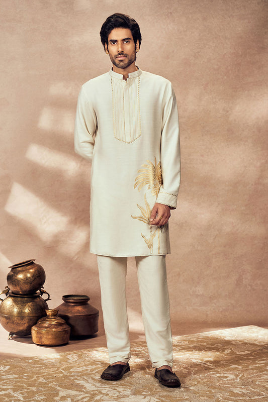 Ivory Palm Blooms Kurta