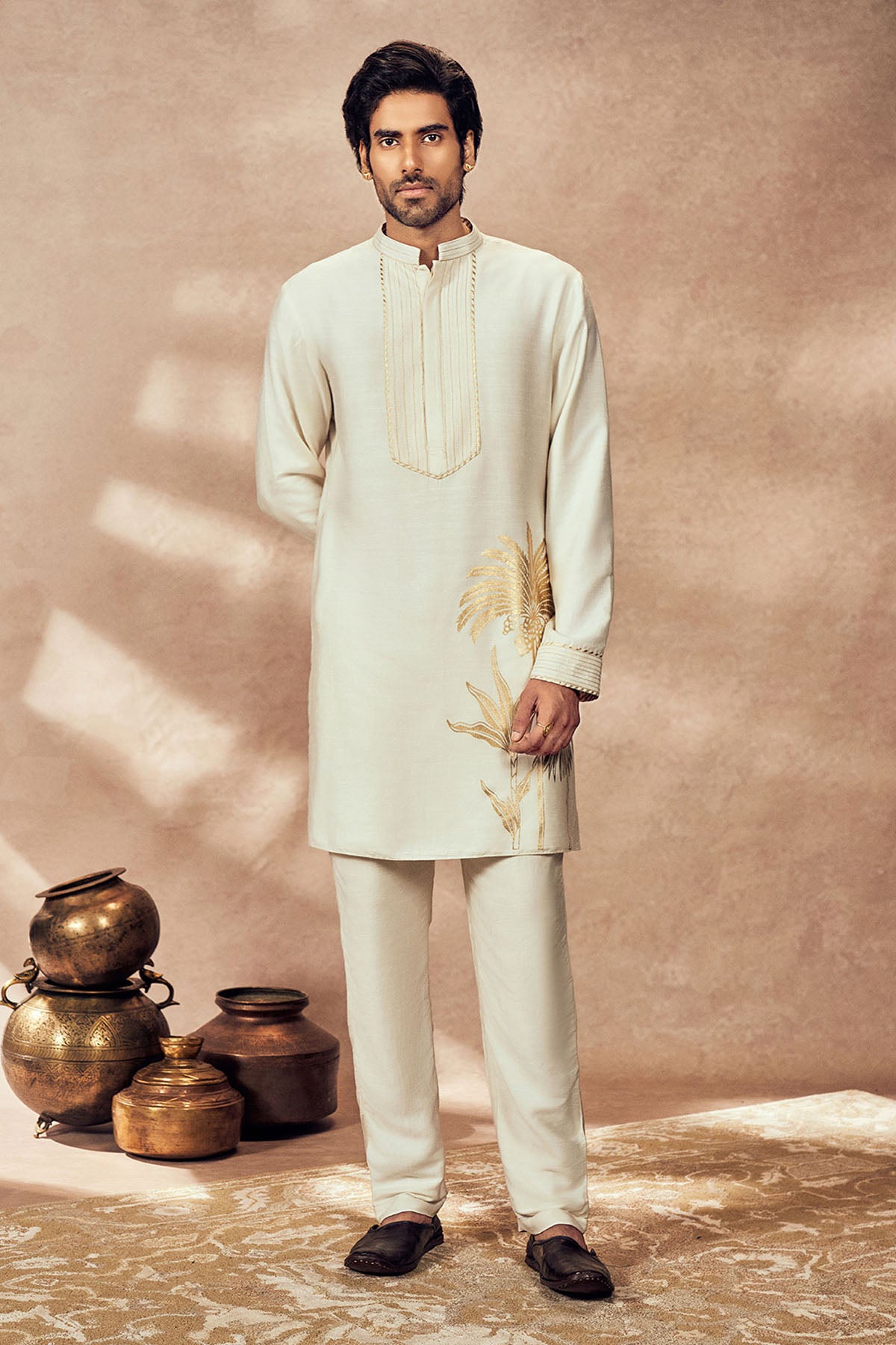 Ivory Palm Blooms Kurta