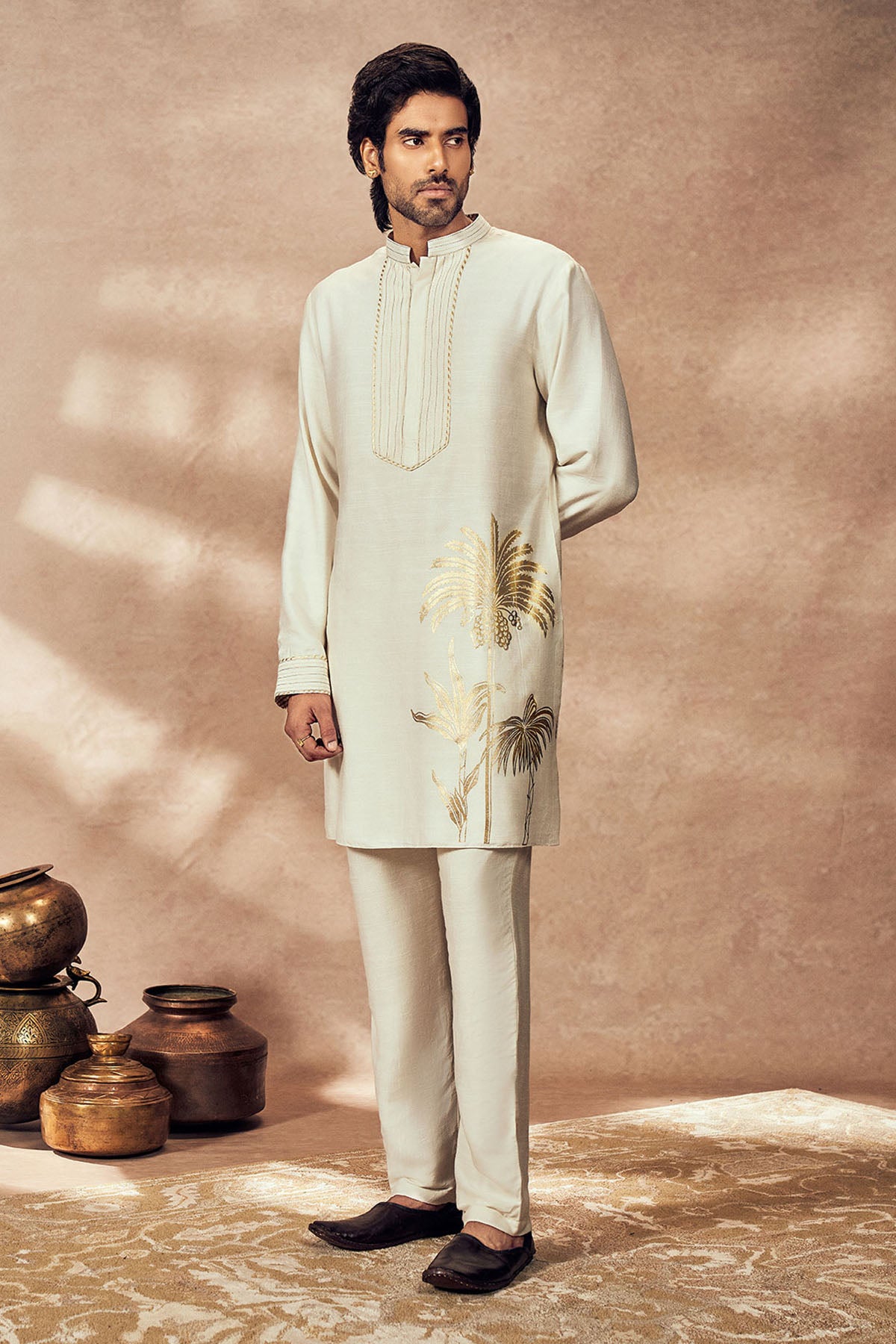 Ivory Palm Blooms Kurta