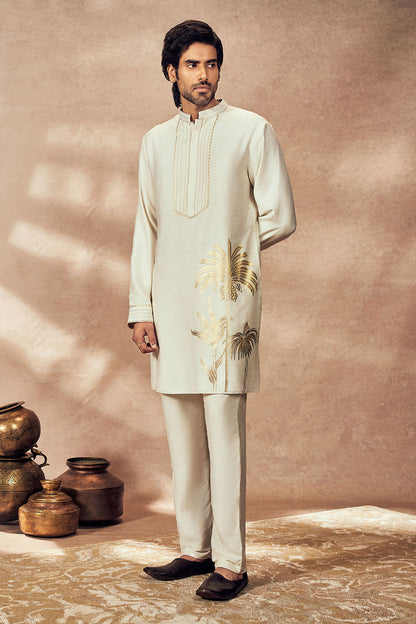 Ivory Palm Blooms Kurta