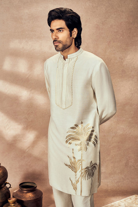 Ivory Palm Blooms Kurta