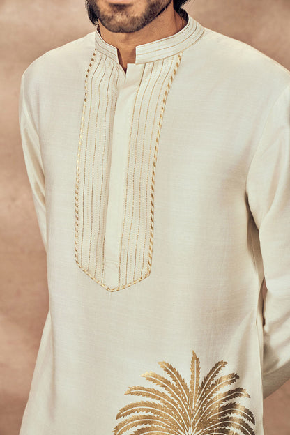 Ivory Palm Blooms Kurta