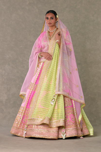 Barfi Pink Paan Patti Lehenga Set