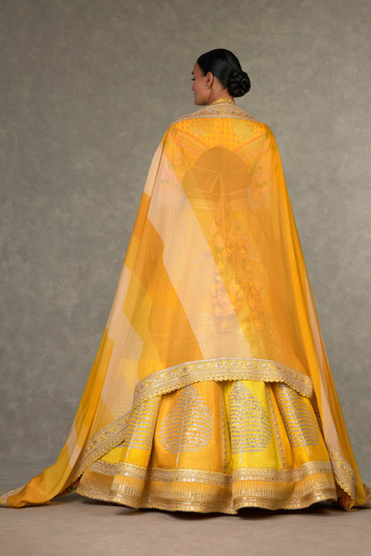 Yellow Sorbet Paan-Patti Lehenga