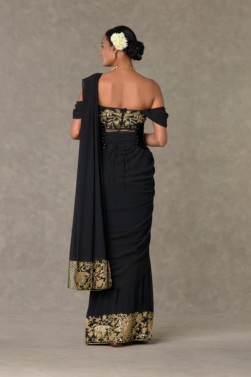 Black 'Neel- Kamal' Corset Saree