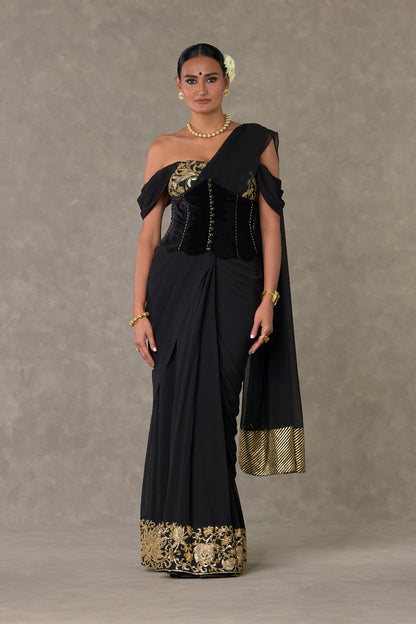 Black 'Neel- Kamal' Corset Saree